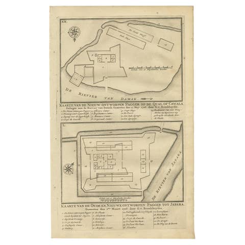 Antique Print of the Fortifications of Demak and Jepara, Java, Indonesia, 1726