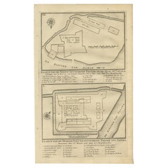 Impression ancienne des Fortifications de Demak et de Jepara, Java, Indonésie, 1726