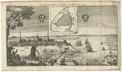 Antique Print of the Fortress and City of Stralsund in Germany, circa 1715