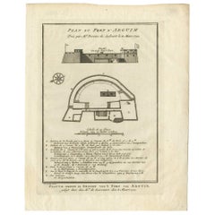 Impression ancienne de la forteresse d'Arguin « Mauritania, Afrique » par J. van Schley