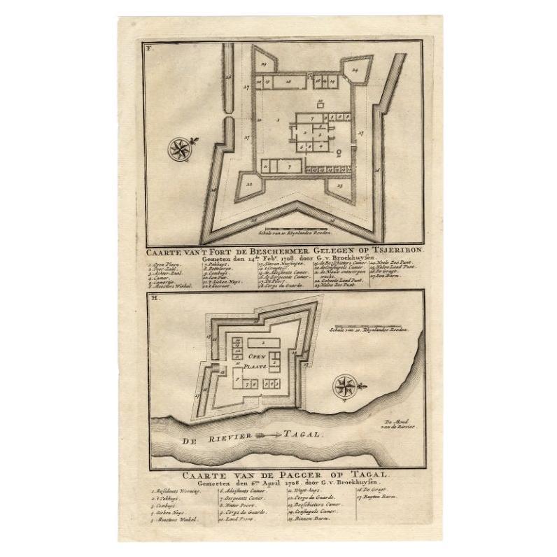 Antiker Druck der Festung auf Cheribon oder Cirebon, Java, Indonesien, 1726