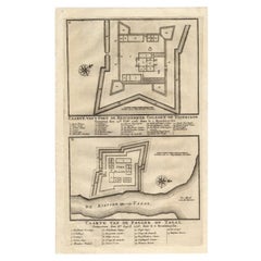 Used Print of the Fortress on Cheribon or Cirebon, Java, Indonesia, 1726