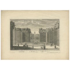Antique Print of the Fountain of Saturn in the Gardens of Versailles, circa 1716
