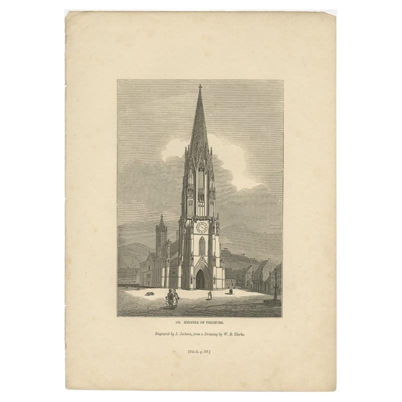 Antique Print of the Freiburg Minster by Knight, 1835 For Sale
