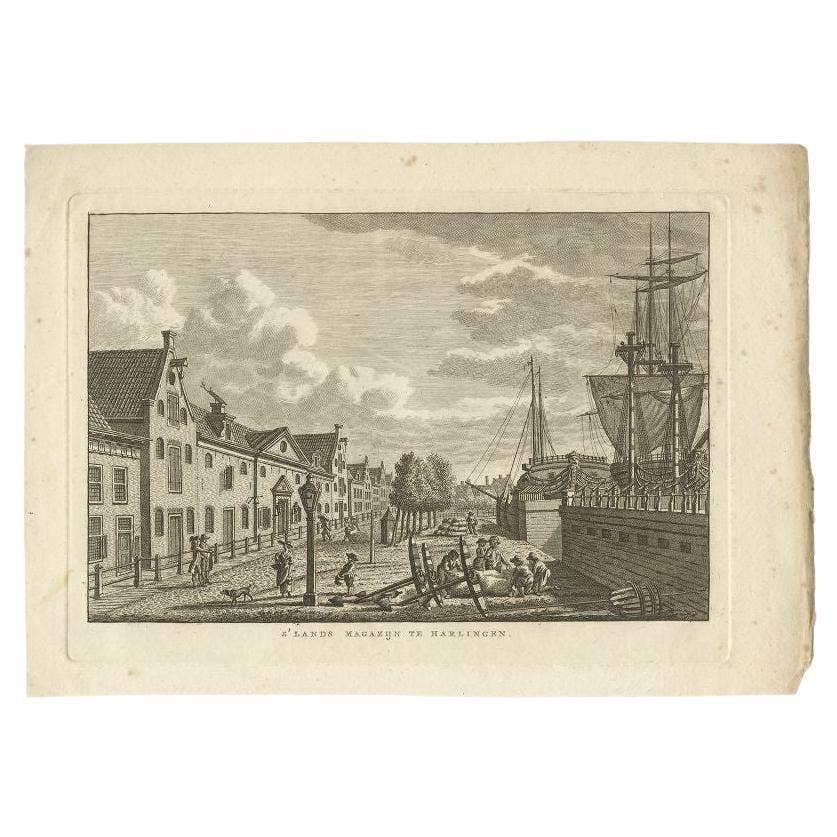Antique Print of the Frisian City of Harlingen in the Netherlands, 1793