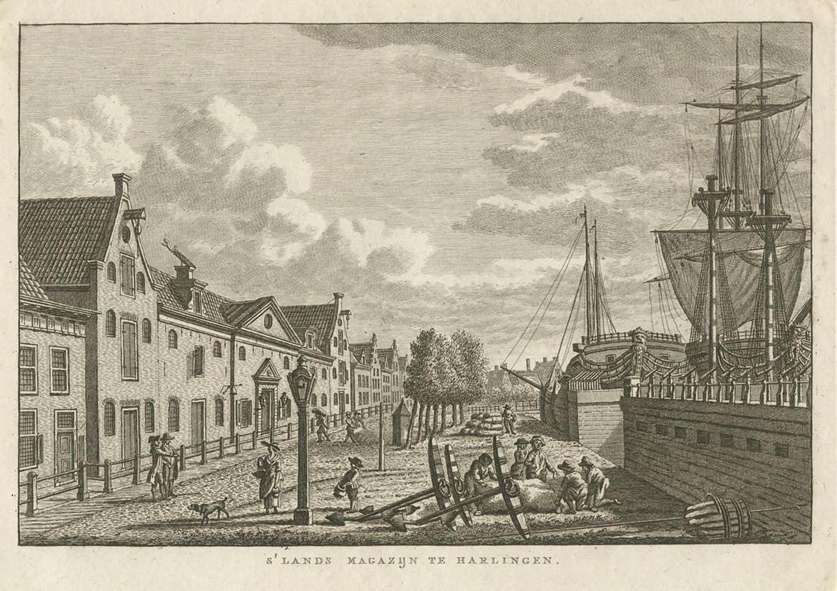 Antique Print of the Frisian City of Harlingen in the Netherlands, 1793