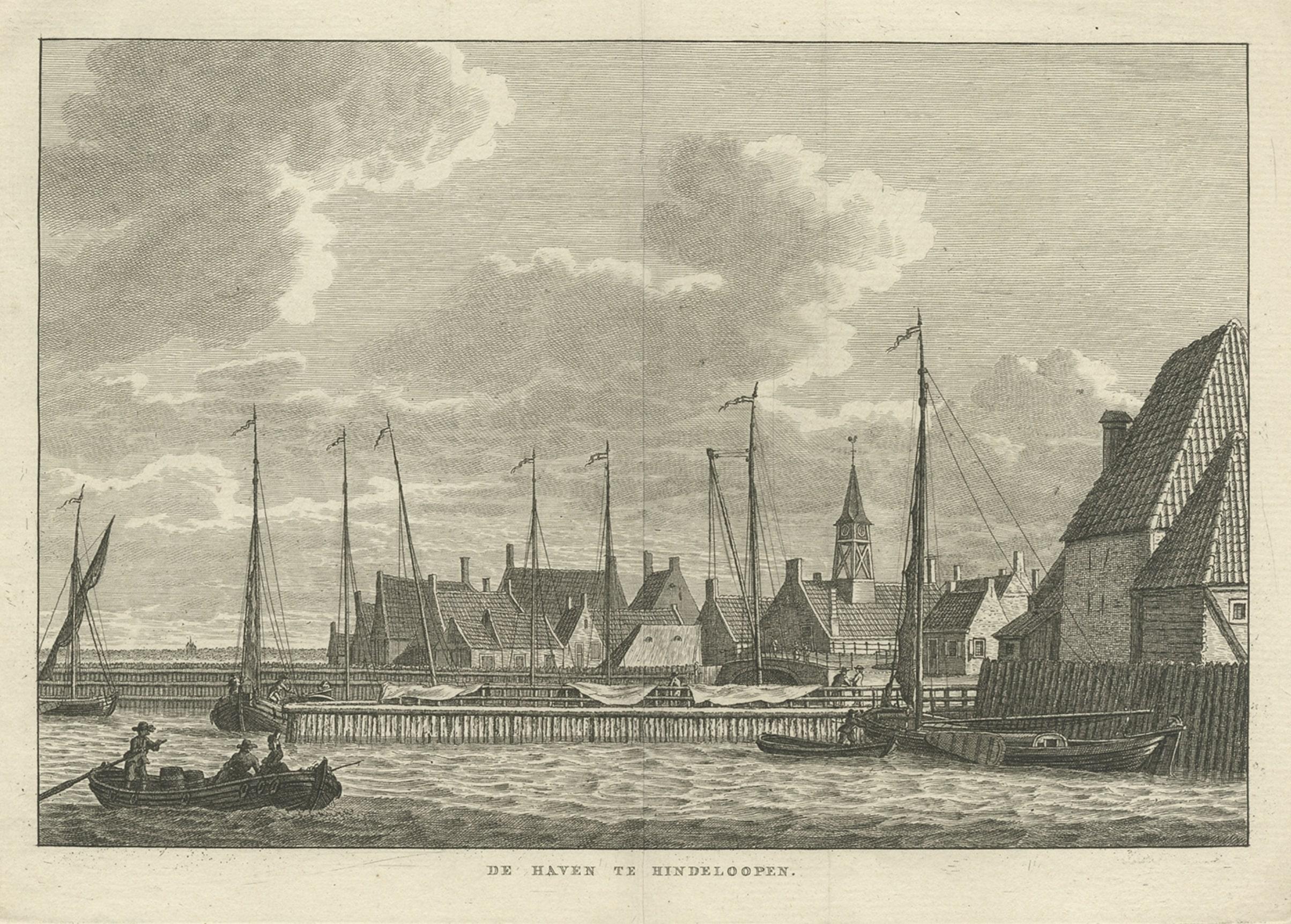 Paper Antique Print of the Frisian City of Hindelopen in The Netherlands, 1793 For Sale
