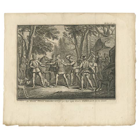 Antique Print of the Frisian Nobleman Galama by Tirion, 1749