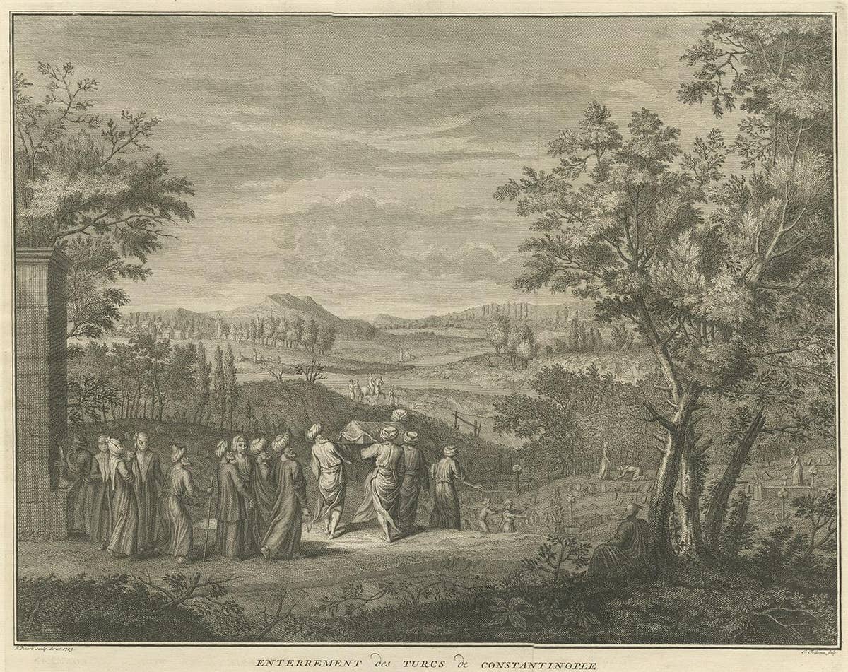 Antique Print of the Funeral at Constantinople by B. Picart, 1729