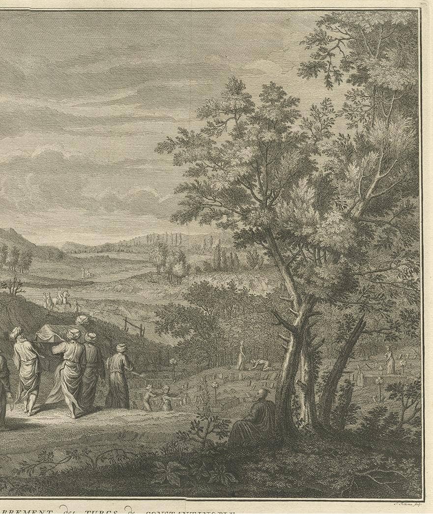 Antique Print of the Funeral at Constantinople by B. Picart, 1729