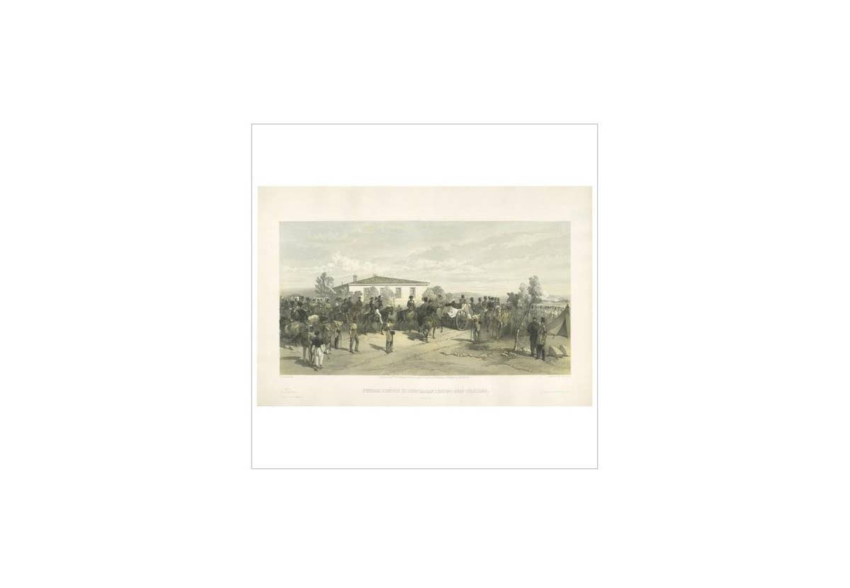 Antique Print of the Funeral of Lord Raglan 'Crimean War' by W. Simpson, 1855