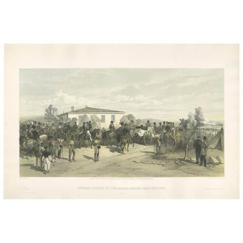 Antique Print of the Funeral of Lord Raglan 'Crimean War' by W. Simpson, 1855