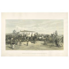 Antique Print of the Funeral of Lord Raglan 'Crimean War' by W. Simpson, 1855