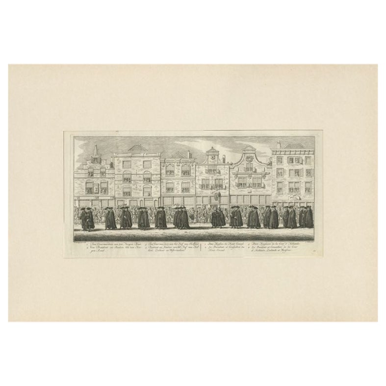 Impression ancienne de la procession funéraire d'Anna V à Hanovre par Fokke, 1761