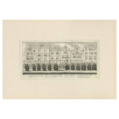 Antique Print of the Funeral Procession of Anna V an Hannover by Fokke, 1761