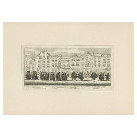 Antique Print of the Funeral Procession of Anna Van Hannover by Fokke, 1761