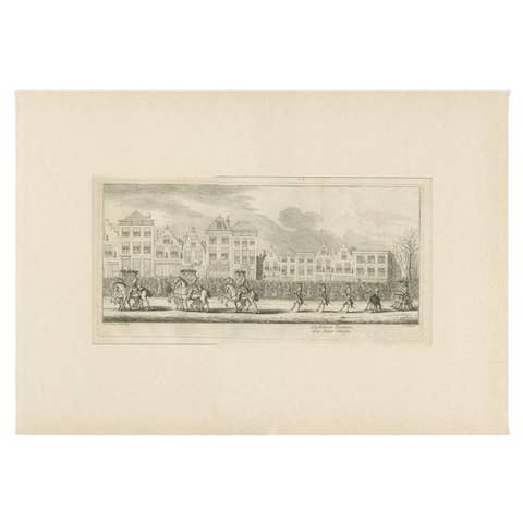 Antique Print of the Funeral Procession of Anna Van Hannover by Fokke, 1761
