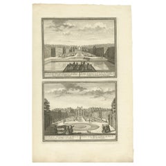 Impression ancienne des jardins d'une propriété à Heemskerk, Hollande, vers 1730