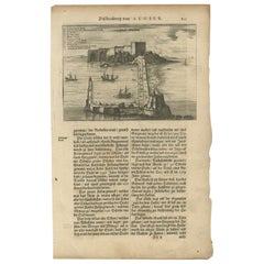 Impression ancienne des portails et du château d'Alger par Dapper, 1670