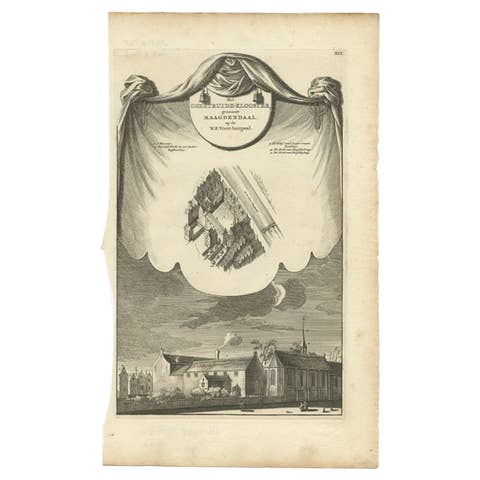 Antique Print of the Geertruide Monastery in Amsterdam, circa 1760