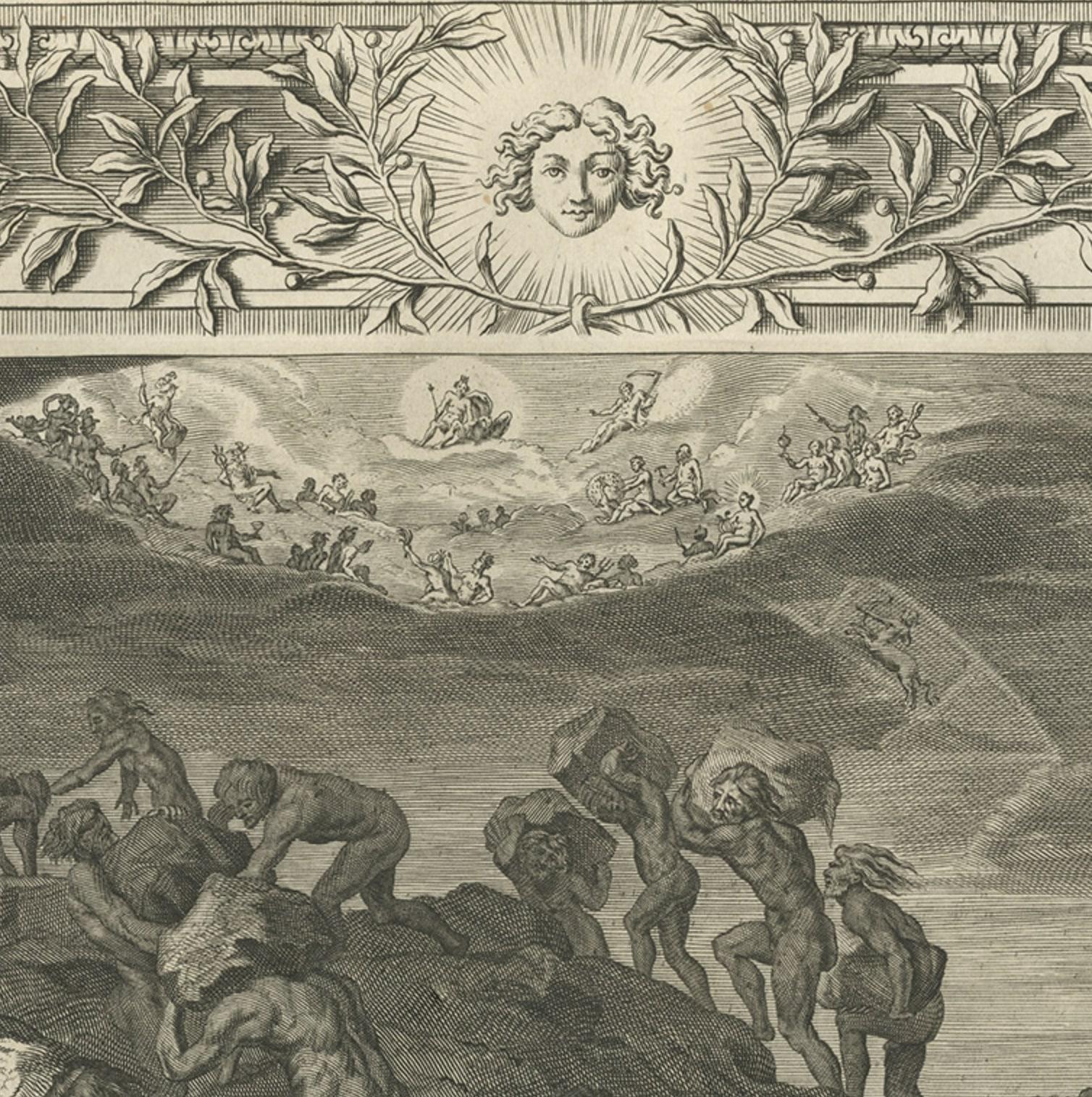 Paper Antique Print of the Giants Attempting to Scale Heaven, 1733 For Sale