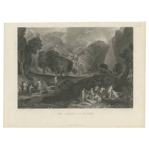 Antique Print of the Goddess of Discord, circa 1880
