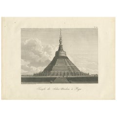 Impression ancienne du temple doré de Pegu par Symes (1800)