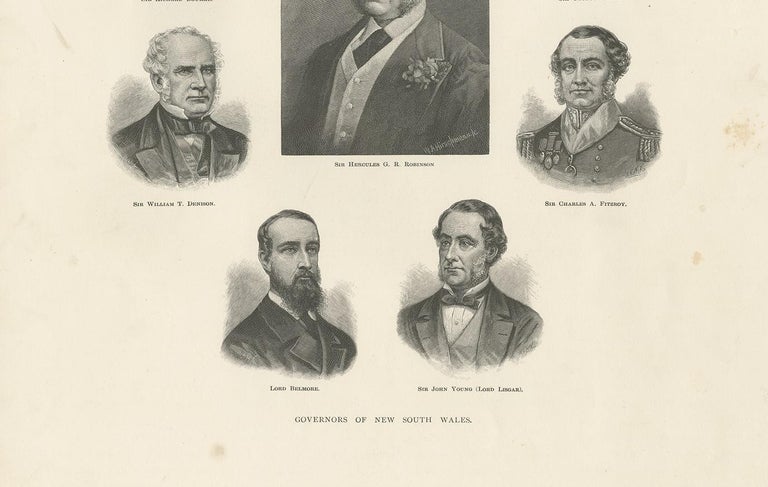 Antique Print of the Governors of New South Wales, 1888 For Sale at 1stDibs