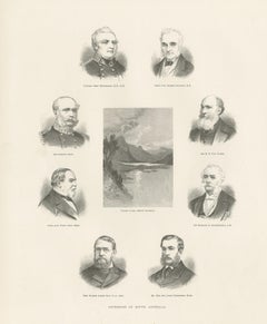 Antique Print of the Governors of South Australia, 1888