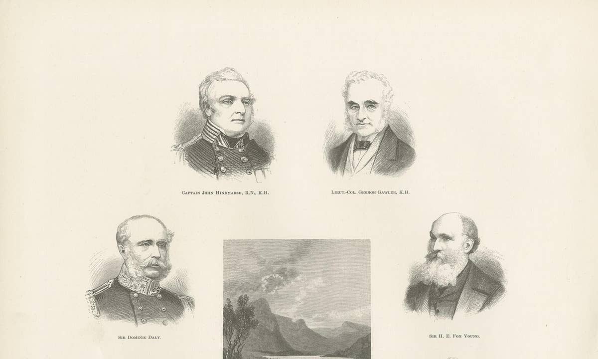 Antique Print of the Governors of South Australia, 1888