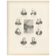 Antique Print of the Governors of South Australia '1888'