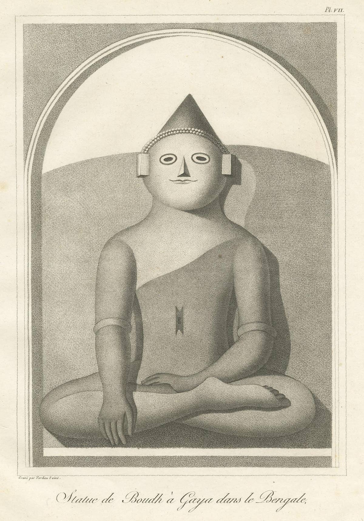 Antique Print of the Great Buddha Statue 'Bodh Gaya' by Symes '1800'