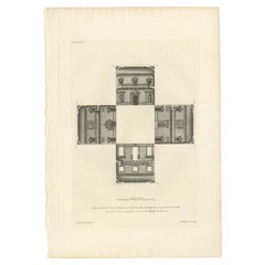 Antiker antiker Druck der Great Hall of Houghton Hall, England, 1725