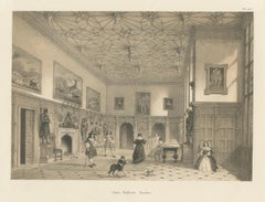 Antique Print of the Great Hall of Parham House by Nash, circa 1870