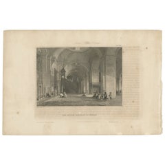 Impression ancienne de la grande mosquée de Brussa en Turquie, 1843