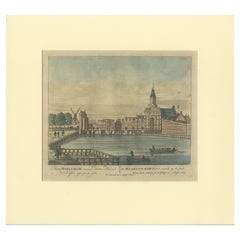Antiker Druck der „Haarlemmerpoort“ in Amsterdamer Stadt, Niederlande, um 1708