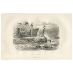 Antiker antiker Druck des Hale o Keawe von Hawaii von D'Urville, 1853