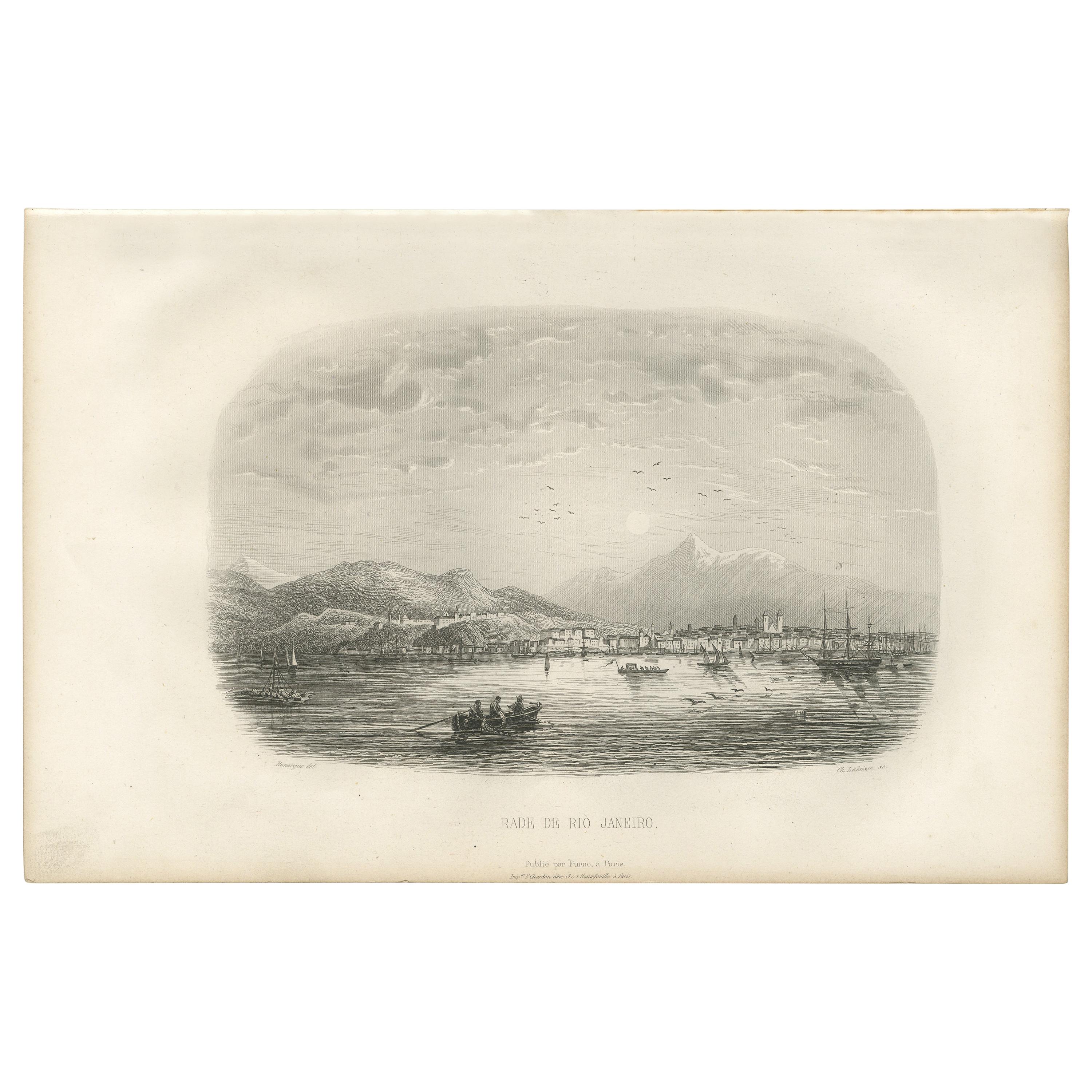 Antique Print of the Harbor of Rio de Janeiro by D'Urville (1853)