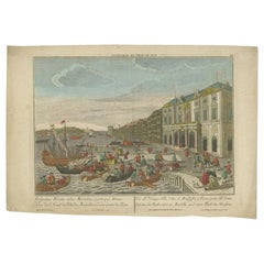 Impression ancienne du port de Marseille par Probst, vers 1770