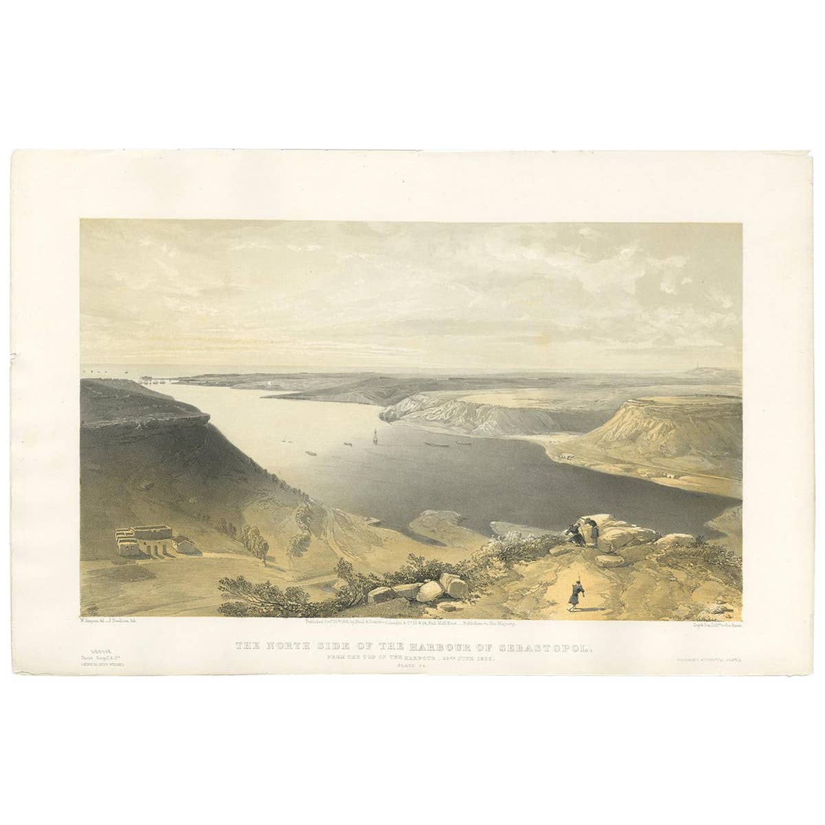 Antique Print of the Harbour of Sebastopol 'Crimean War' by W. Simpson, 1855