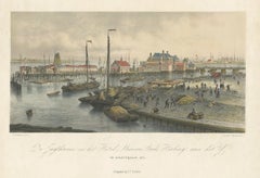 Antique Print of the Harbour of the IJ 'Amsterdam' by Stemler '1871'