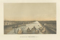 Antique Print of the Harvest of Trapa Bicornis or Water Caltrop, 1852