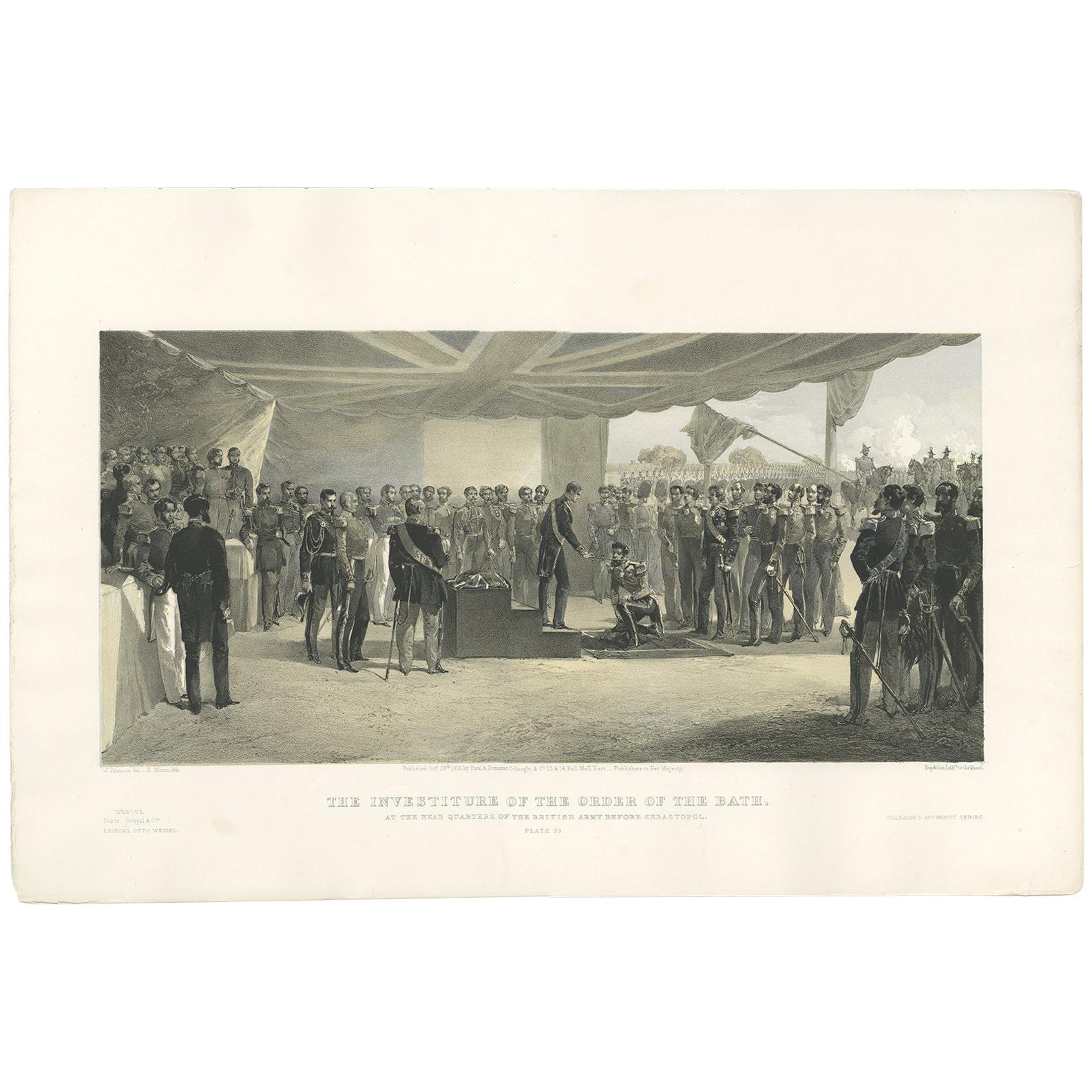 Antique Print of the Head Quarters of the British Army by W. Simpson, 1855 For Sale