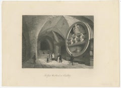 Antique Print of the Heidelberg Tun, World's Largest Wine Barrel