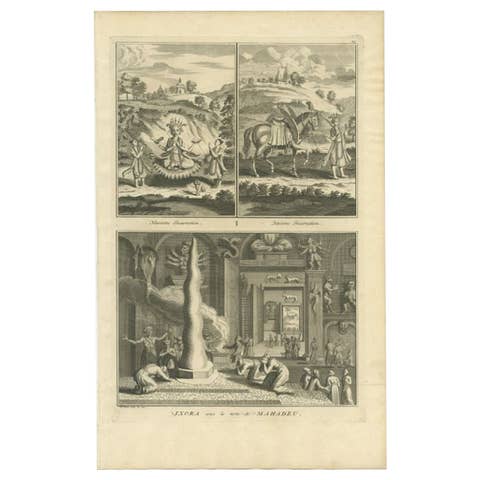 Antique Print of the Hindu God Vishnu by Picart, 1722
