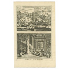 Grabado antiguo del dios hindú Vishnu por Picart, 1722