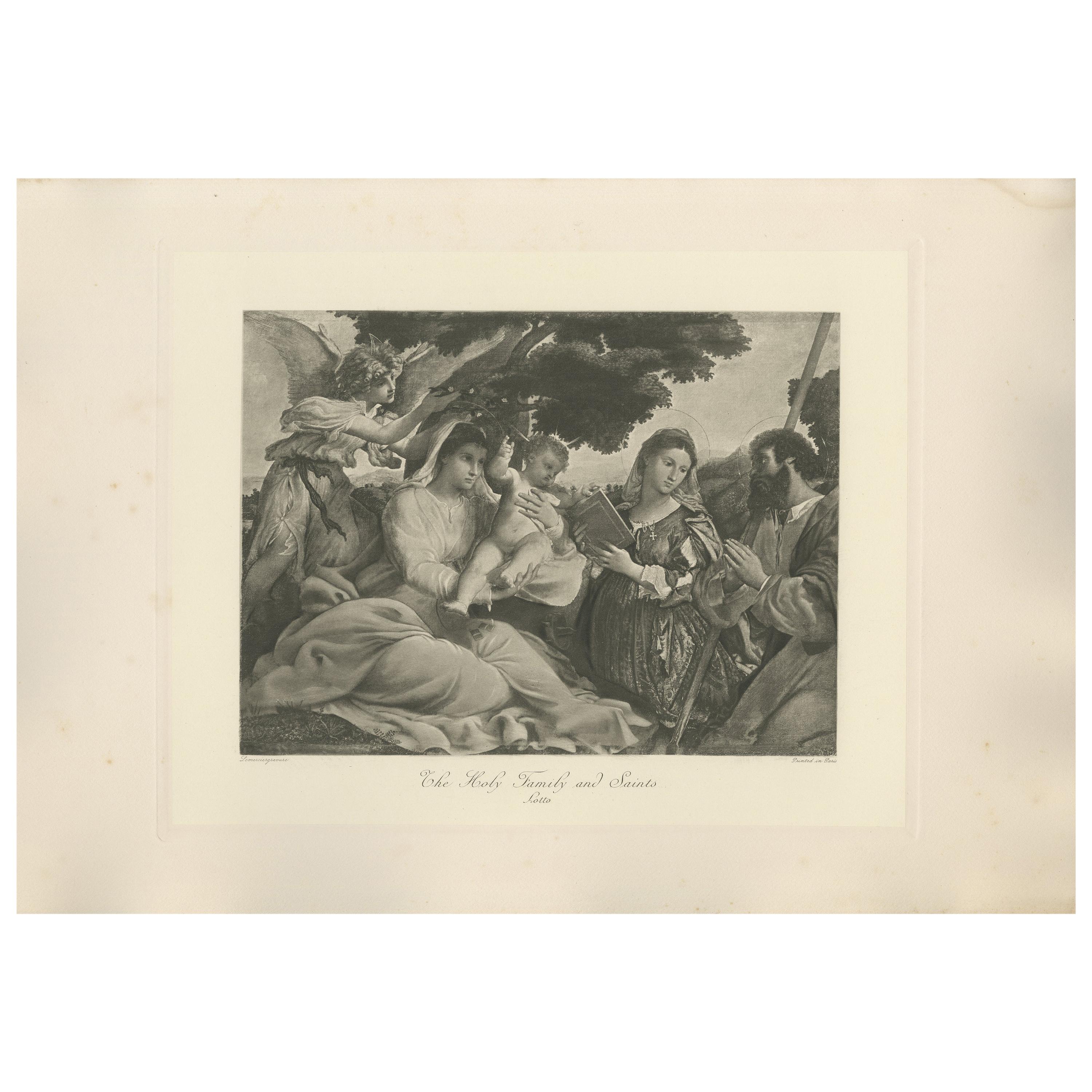 Antique Print of 'The Holy Family and Saints' made after Lotto 'c.1890'