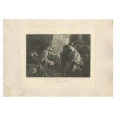 Antiker antiker Druck von „Die Heilige Familie und die Heiligen Heiligen“, nach Tizian, um 1890