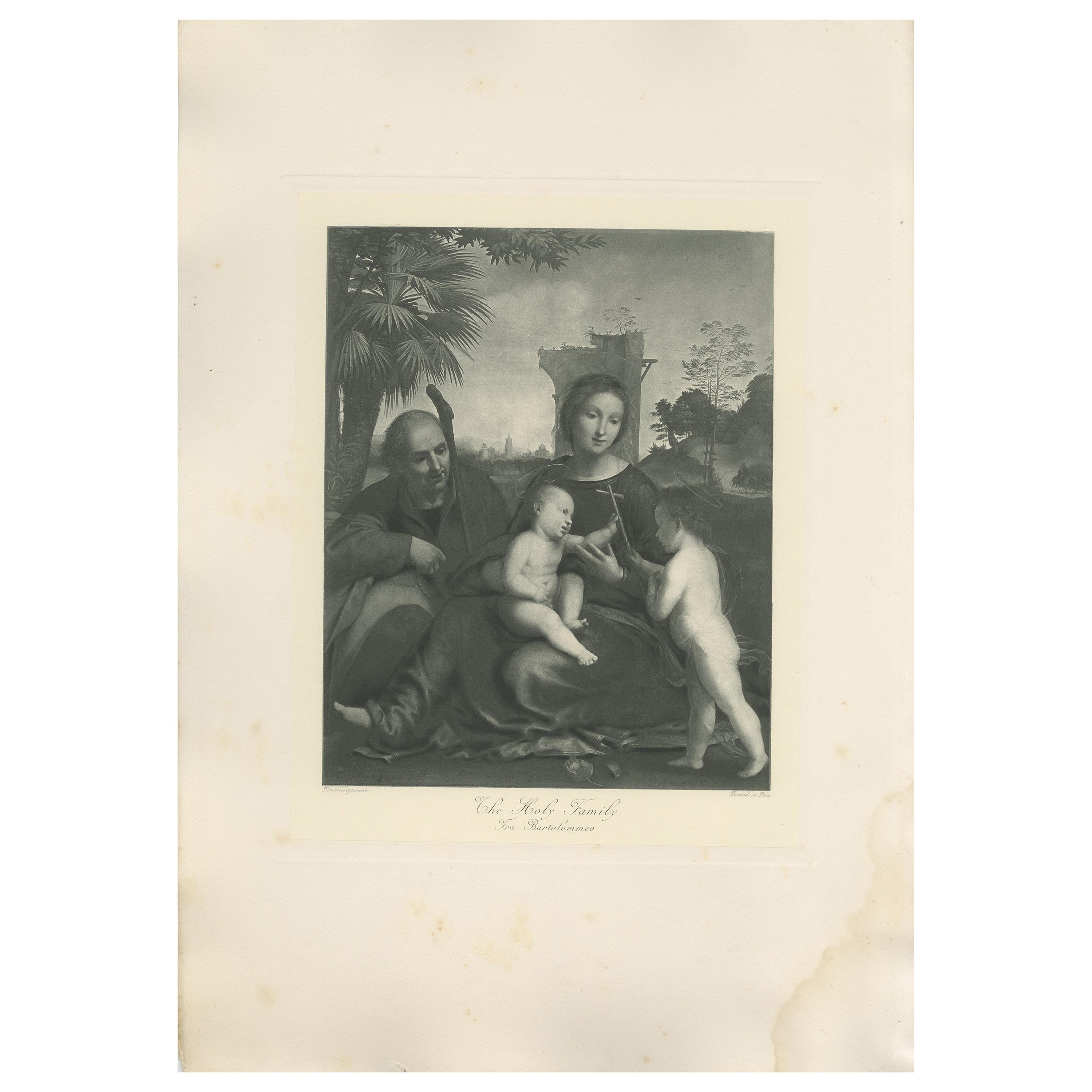 Impression ancienne de « La famille Sainte » réalisée d'après Fra Bartolommeo, vers 1890