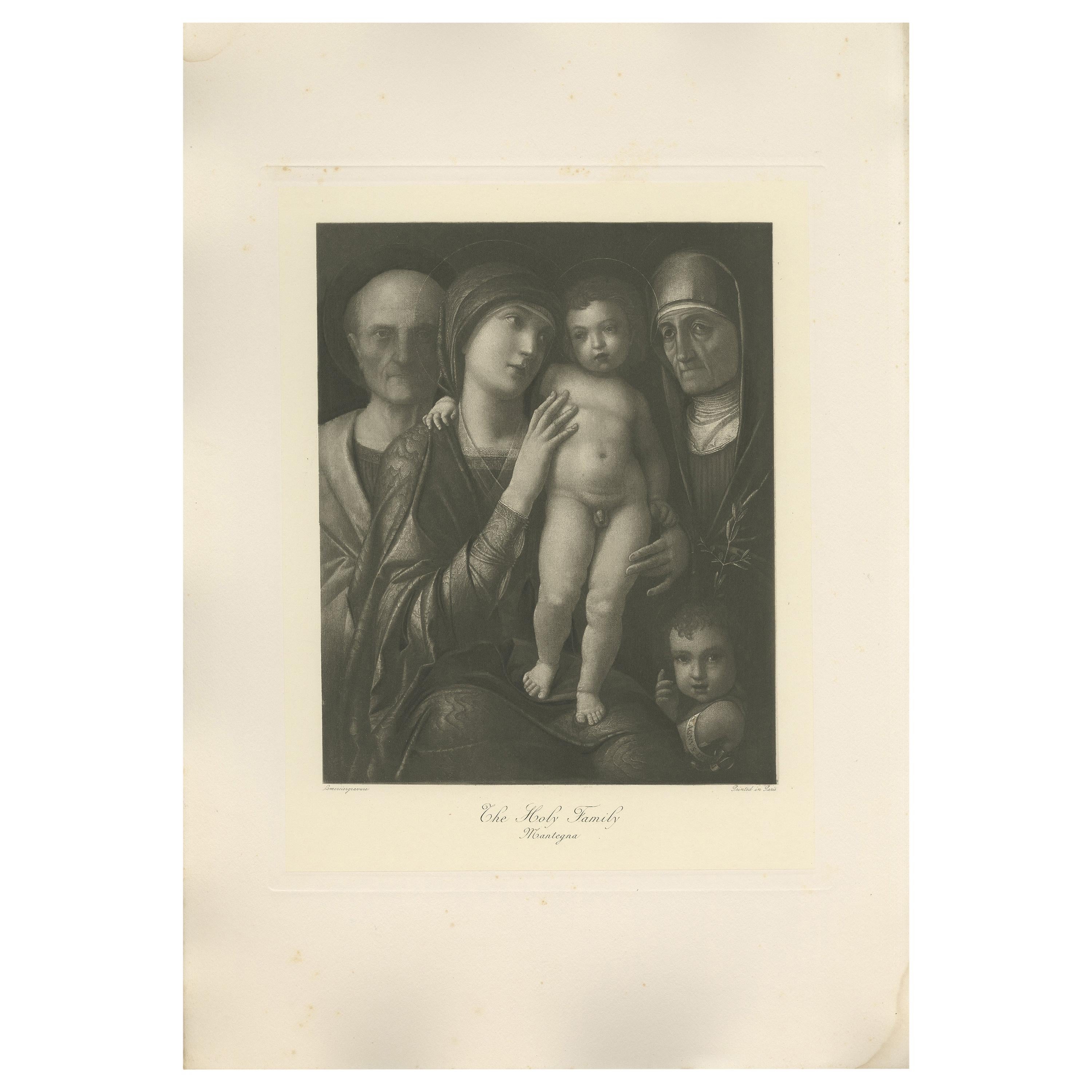 Antique Print of 'The Holy Family' Made after Mantegna 'c.1890' For Sale
